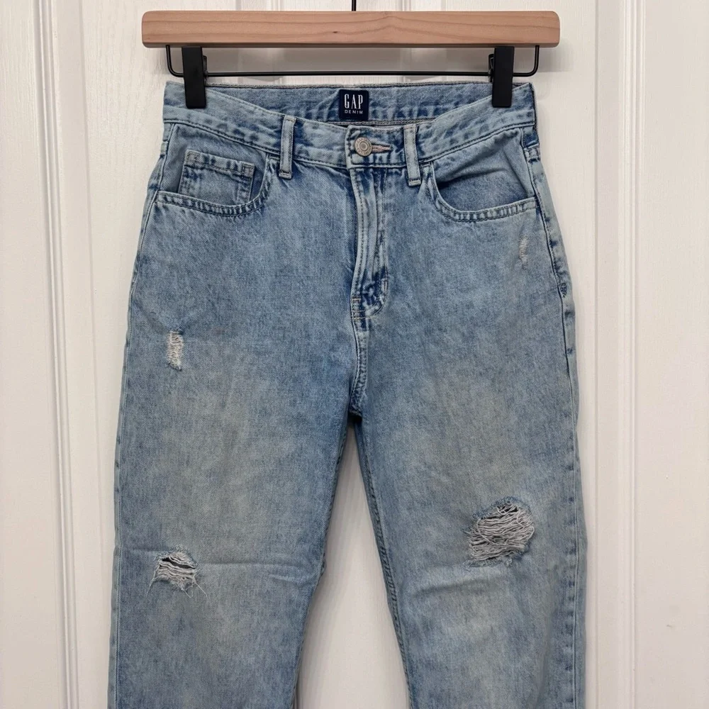 Light Wash Distressed Mom Jeans | Gap Denim Kids 12